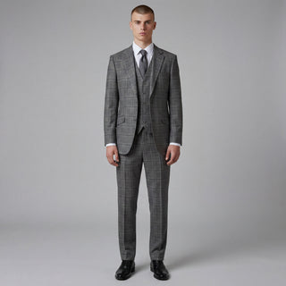 Joseph Michael Puglia Men's Charcoal 3-Piece Plaid Suit
