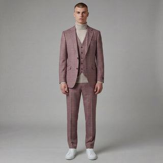 Joseph Michael Puglia Men's Mauve 3-Piece Plaid Suit