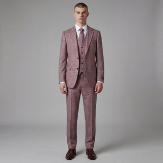 Joseph Michael Puglia Men's Mauve 3-Piece Plaid Suit