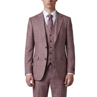 Joseph Michael Puglia Men's Mauve 3-Piece Plaid Suit