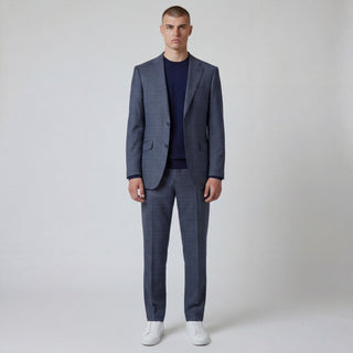 Joseph Michael Puglia Men's Indigo 3-Piece Plaid Suit