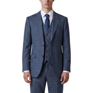 Joseph Michael Puglia Men's Indigo 3-Piece Plaid Suit