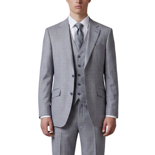 Joseph Michael Osteria Men's Ash 3-Piece Plaid Suit