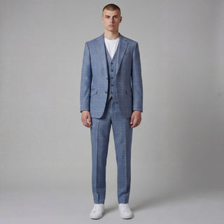 Joseph Michael Osteria Men's Steel Blue 3-Piece Plaid Suit