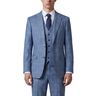 Joseph Michael Osteria Men's Steel Blue 3-Piece Plaid Suit