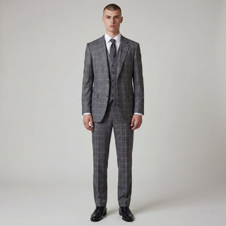 Joseph Michael Osteria Men's Grey 3-Piece Plaid Suit