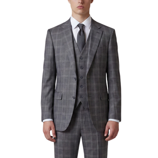 Joseph Michael Osteria Men's Grey 3-Piece Plaid Suit