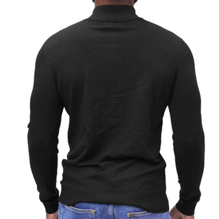 Black Quarter-Zip Traditional Fit Pullover Sweater