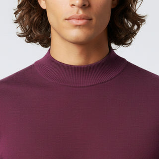 Burgundy Traditional Fit Mockneck Sweater