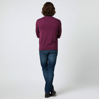 Burgundy Traditional Fit Mockneck Sweater