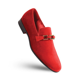 AFTER MIDNIGHT Men's Red Velvet Slip-On Loafers Gold Buckle Detail Dress Shoes Size 9.5 Evening Formal Occasion