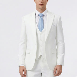 Joseph Michael 29105 White Slim Fit Peak Lapel Vested Suit - Side View
