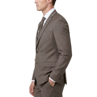 Joseph Michael 0905-11 Brown Sharkskin Slim Fit Suit - Back View