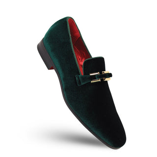 AFTER MIDNIGHT Men's Red Velvet Slip-On Loafers Gold Buckle Detail Dress Shoes Size 9.5 Evening Formal Occasion