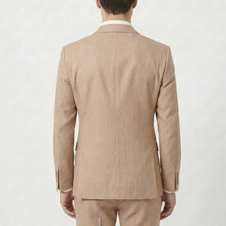 Joseph Michael 29105 Tan Slim Fit Peak Lapel Vested Suit - Side View