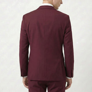 Joseph Michael 29105 Burgundy Slim Fit Peak Lapel Vested Suit - Close Up