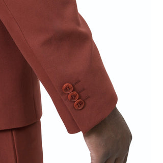1 Button Peak Lapel Slim Fit Suit - Rust