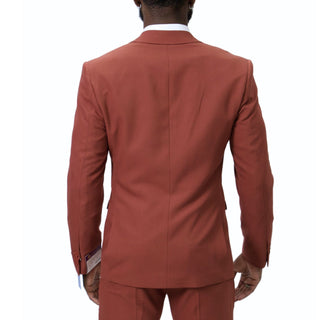 1 Button Peak Lapel Slim Fit Suit - Rust