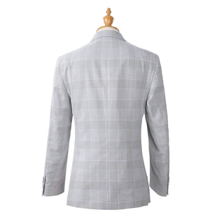 Joseph Michael 17008-82 3-Piece Slim Fit Light Blue Plaid Suit - Side View