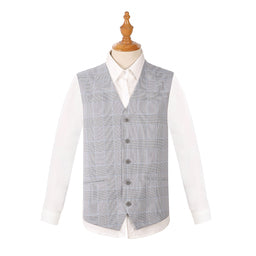 Joseph Michael 17008-82 3-Piece Slim Fit Light Blue Plaid Suit - Detail View