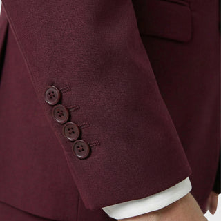 Joseph Michael 29105 Burgundy Slim Fit Peak Lapel Vested Suit - Detail View