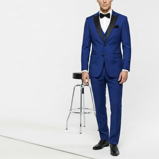 Joseph Michael Men's Black 3-Piece Vested Tuxedo — Peak Lapel