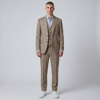 Joseph Michael Botura Men's Camel 3-Piece Plaid Suit
