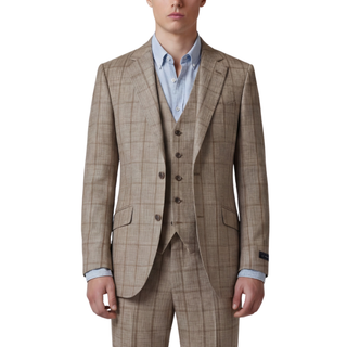 Joseph Michael Botura Men's Camel 3-Piece Plaid Suit
