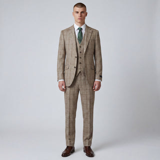 Joseph Michael Botura Men's Camel 3-Piece Plaid Suit