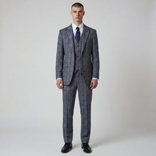 Joseph Michael Botura Men's Cobalt 3-Piece Plaid Suit