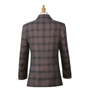 Joseph Michael 18607-76 3-Piece Slim Fit Brown Plaid Suit - Side View