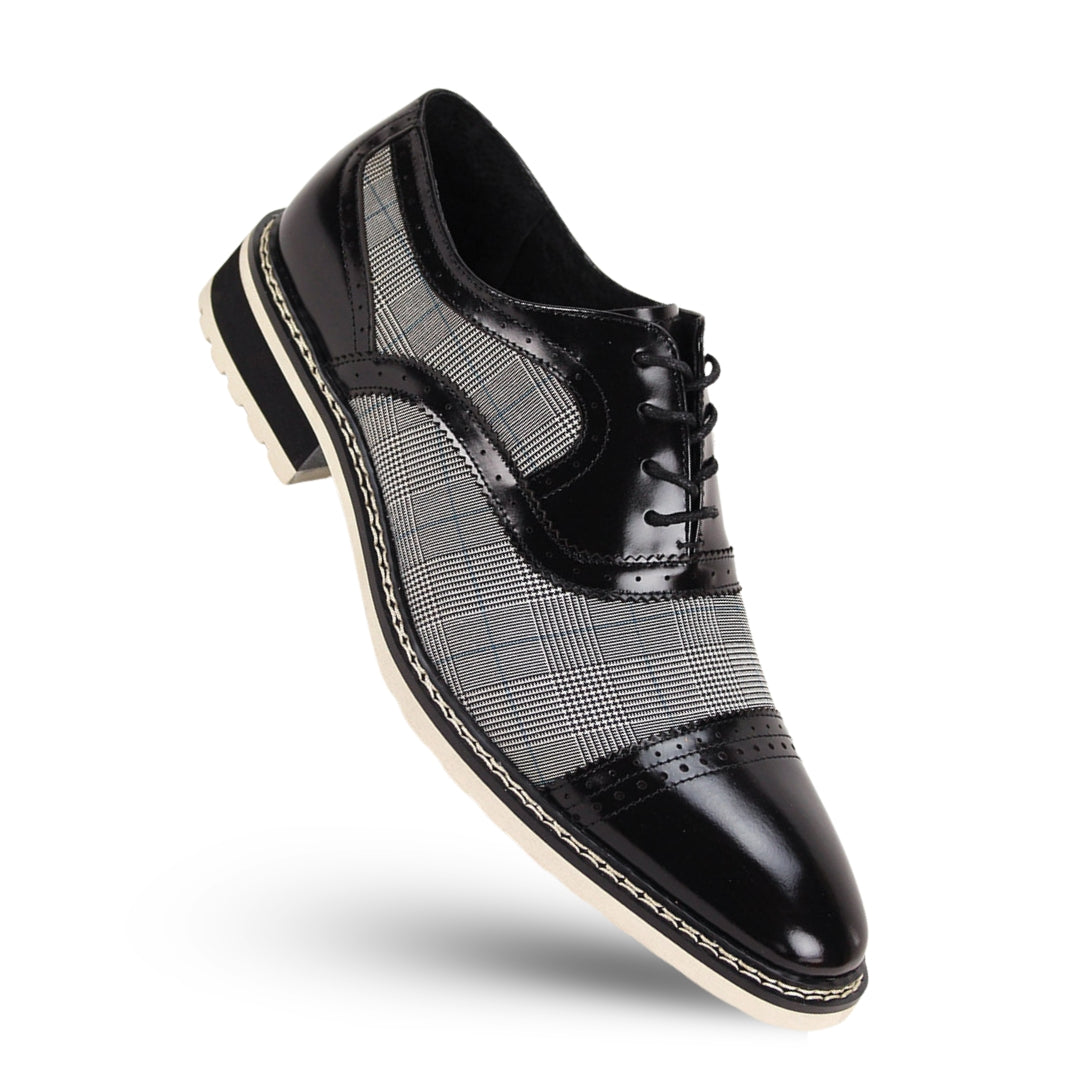 GIOVANNI Men's Brown Plaid Leather Lace Up Dress Oxfords Shoes 12 GIOVANNI Men's Brown Plaid Leather Lace Up Dress Oxfords Shoes 12