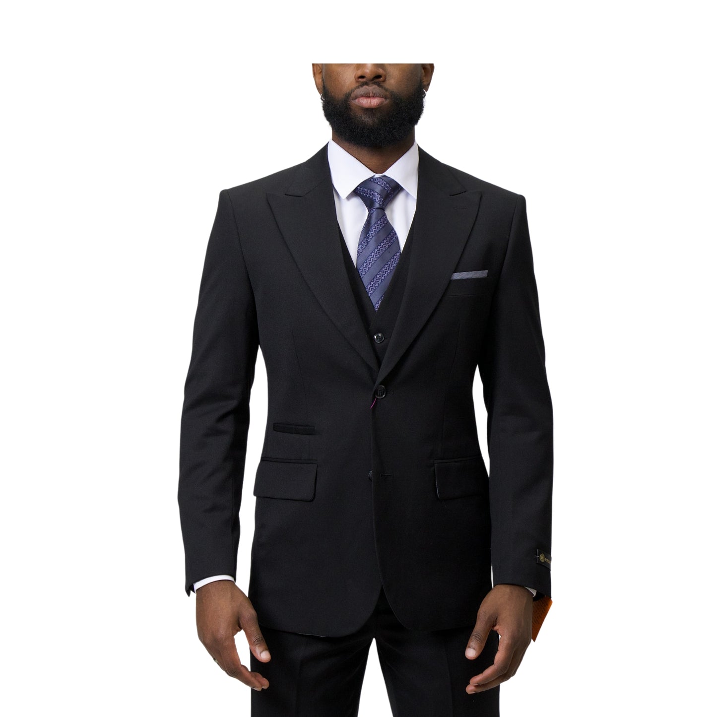 Royal Luxe Modern Fit Black Vested Suit