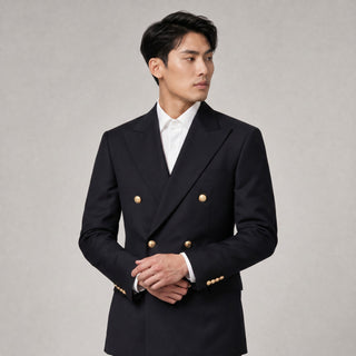 Joseph Michael Black Modern Fit Double Breasted Blazer — Gold Buttons