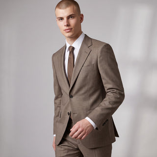 Joseph Michael Men's Brown Modern Fit Sharkskin Suit - Notch Lapel