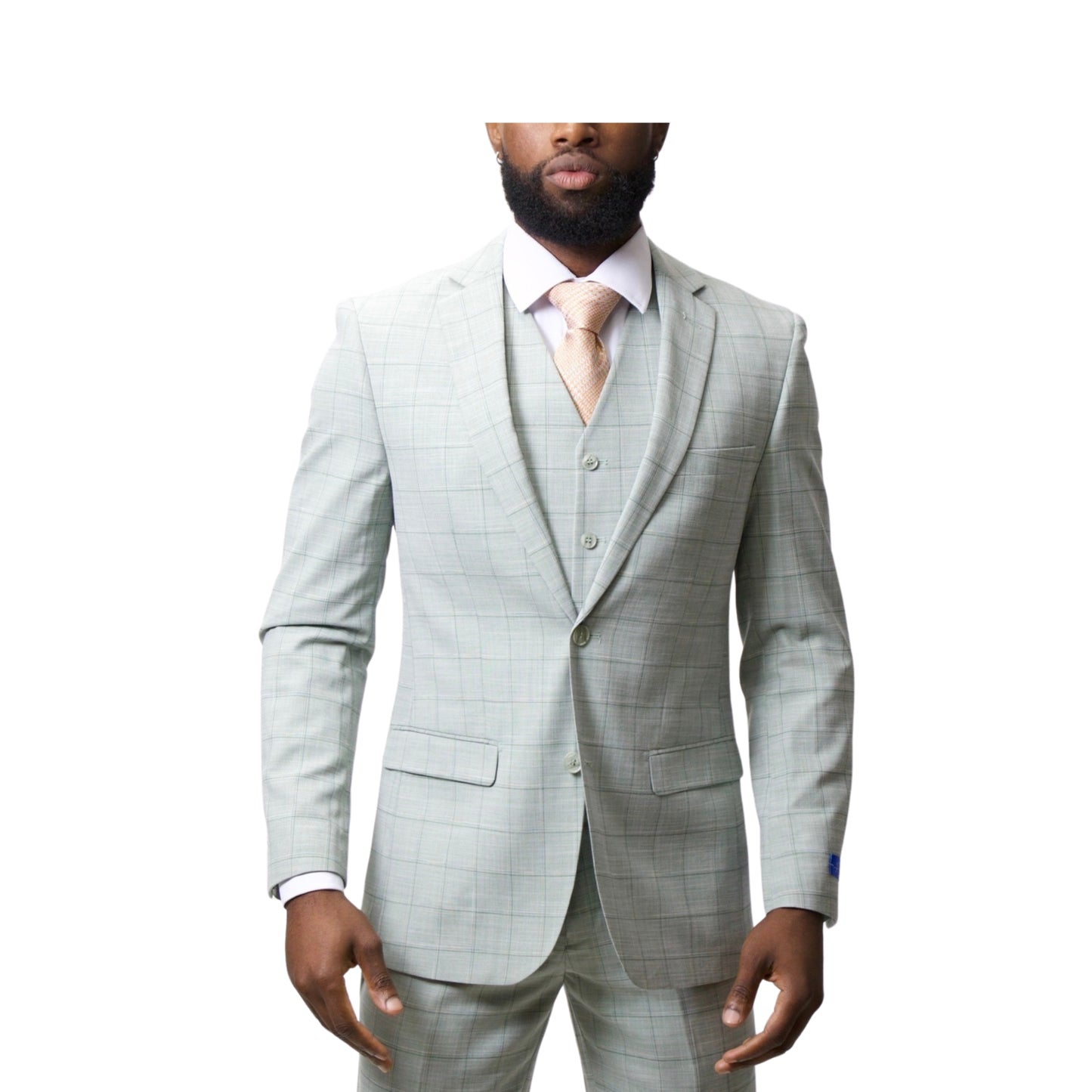 2Bvf100-Lr7001-8 Plaid Pino Baldini Vested Plaid Slim Fit Suits