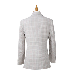 Joseph Michael 2010-100 3-Piece Slim Fit Light Grey Plaid Suit - Side View