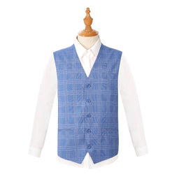 Joseph Michael 2010-102 3-Piece Slim Fit Blue Plaid Suit - Detail View