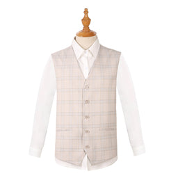 Joseph Michael 21002-20 3-Piece Slim Fit Tan Plaid Suit - Detail View