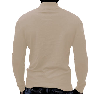 Camel Quarter-Zip Traditional Fit Pullover Sweater
