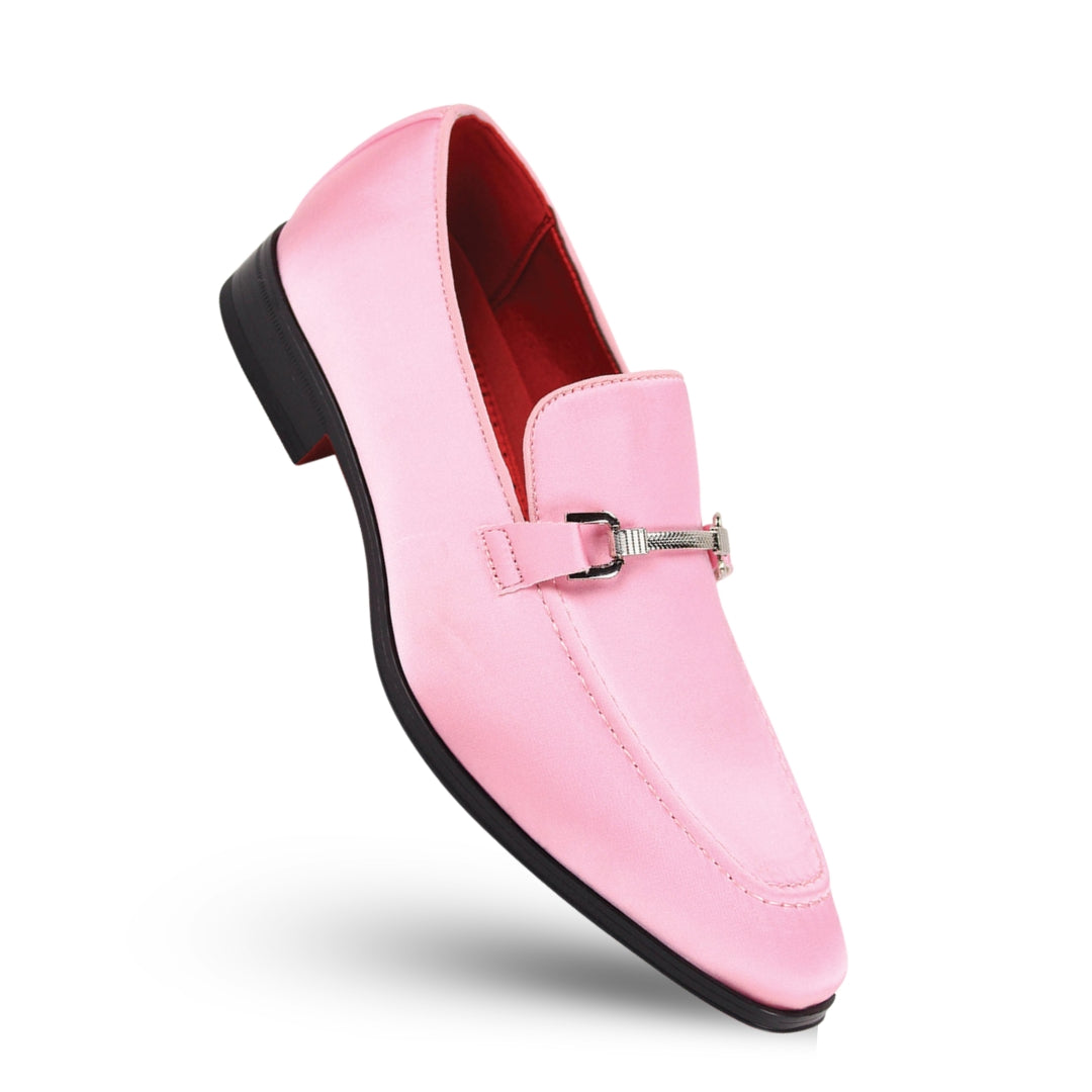 After Midnight Men's Pink Satin Slip-On Loafers Dress Shoes | Elegant Formal Evening Wear Footwear