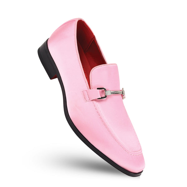 AFTER MIDNIGHT Men's Pink Velvet Slip-On Loafer Dress Shoes with Metal Accent Size 7.5
