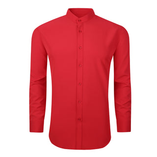 Banded Collar Casual Stretch Shirt