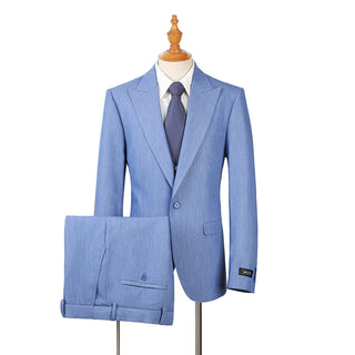 Joseph Michael 29105 Denim Slim Fit Peak Lapel Vested Suit - Vest View