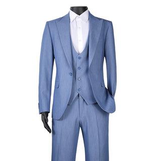 Joseph Michael 29105 Denim Slim Fit Peak Lapel Vested Suit - Trouser View