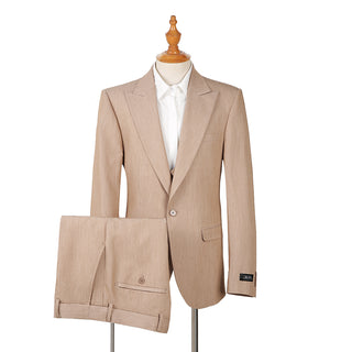 Joseph Michael 29105 Tan Slim Fit Peak Lapel Vested Suit - Back View