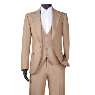 Joseph Michael 29105 Tan Slim Fit Peak Lapel Vested Suit - Trouser View