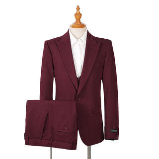 Joseph Michael 29105 Burgundy Slim Fit Peak Lapel Vested Suit - Vest View