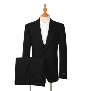 Joseph Michael 29105 Black Slim Fit Peak Lapel Vested Suit - Vest View
