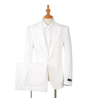 Joseph Michael 29105 White Slim Fit Peak Lapel Vested Suit - Close Up